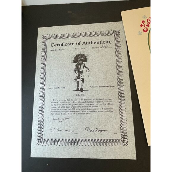 Dino Rogers Talavai Limited Edition Lithograph COA 1977 3741/5000 8.5" x 11.5" K - Picture 2 of 11